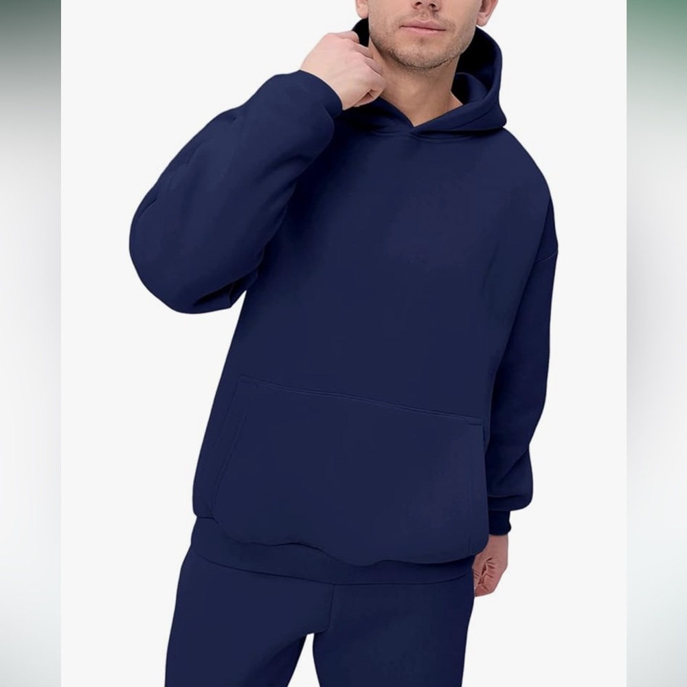 2-Piece Sweatsuit Hoodie Sweatshirt & Sweat Pants Navy Blue Size 5X